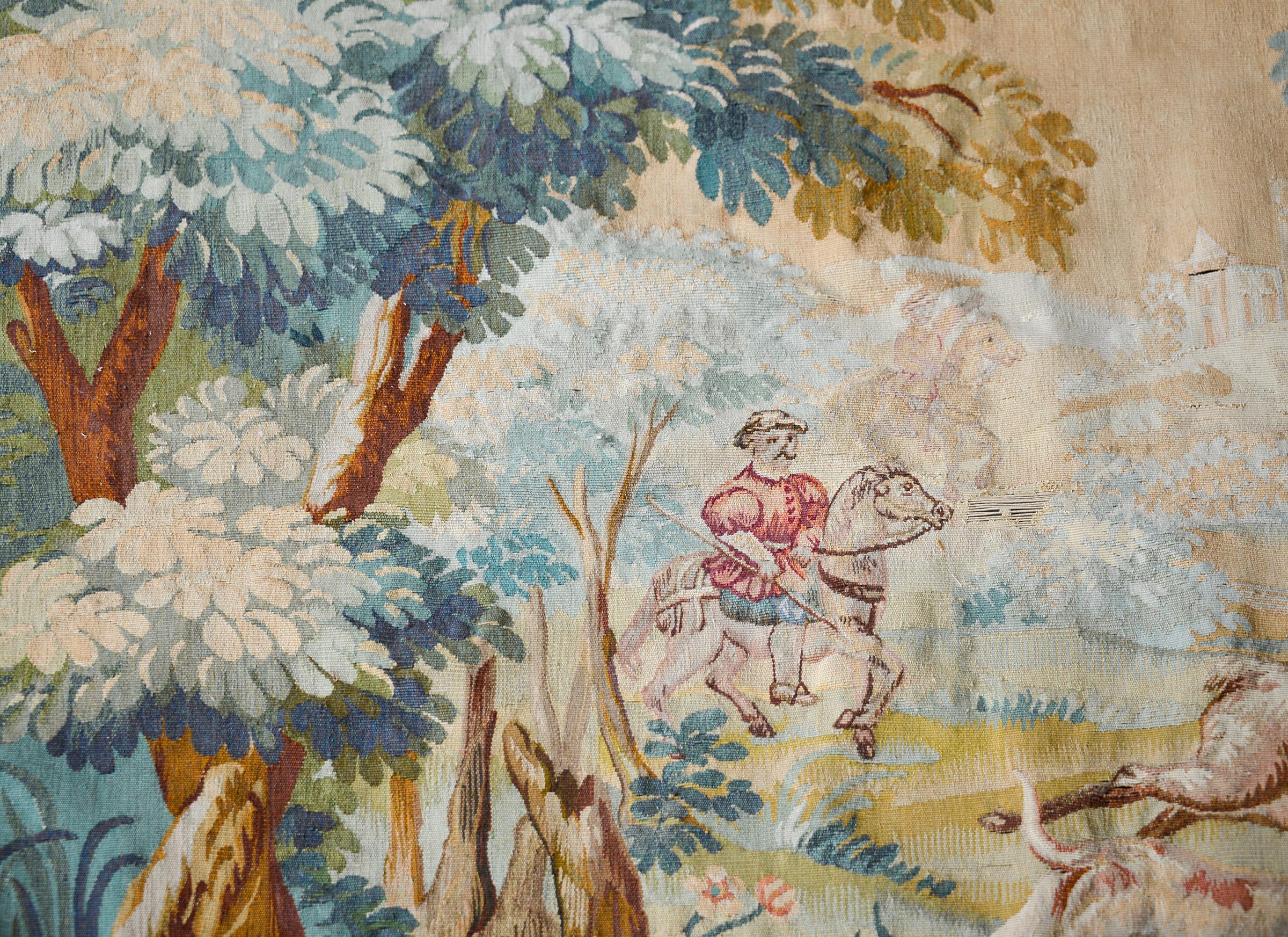 Wool Late 19th Century French Aubusson Tapestry For Sale