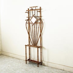 Late 19th Century French Bamboo Hall Tree with Mirror and Umbrella Holder