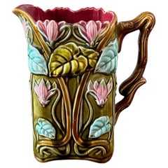 Late 19th century French Barbotine Onnaing Pitcher
