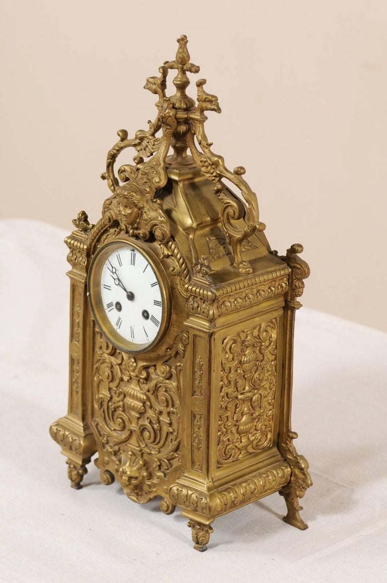 Late 19th Century French Beautifully Ornate Brass Freestanding Mantel