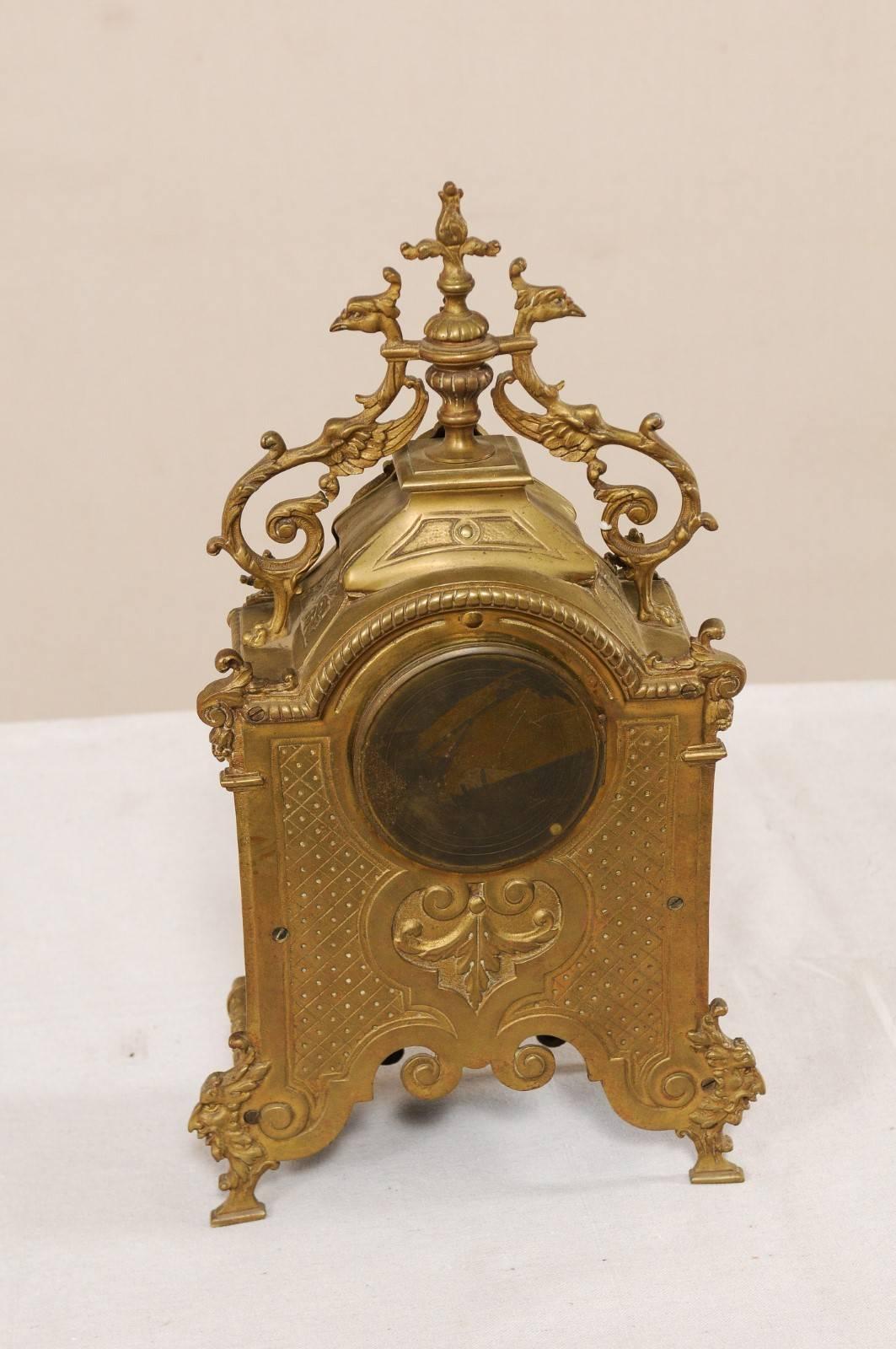 Late 19th Century French Beautifully Ornate Brass Freestanding Mantel Clock For Sale 2