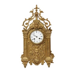 Late 19th Century French Beautifully Ornate Brass Freestanding Mantel Clock