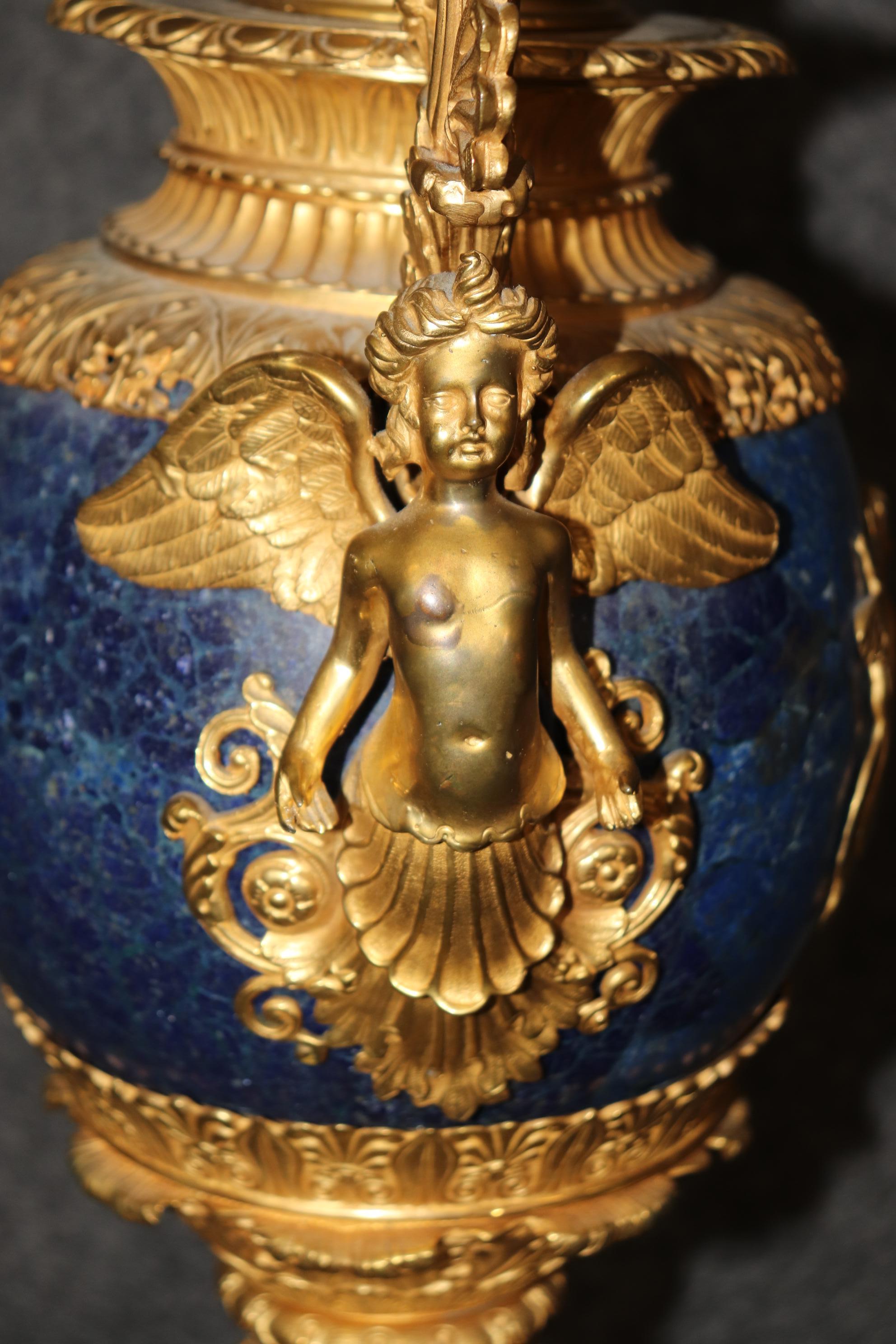 Late 19th Century French Belle Epoque Dore' Bronze and Lapis Lazuli Candelabra 10