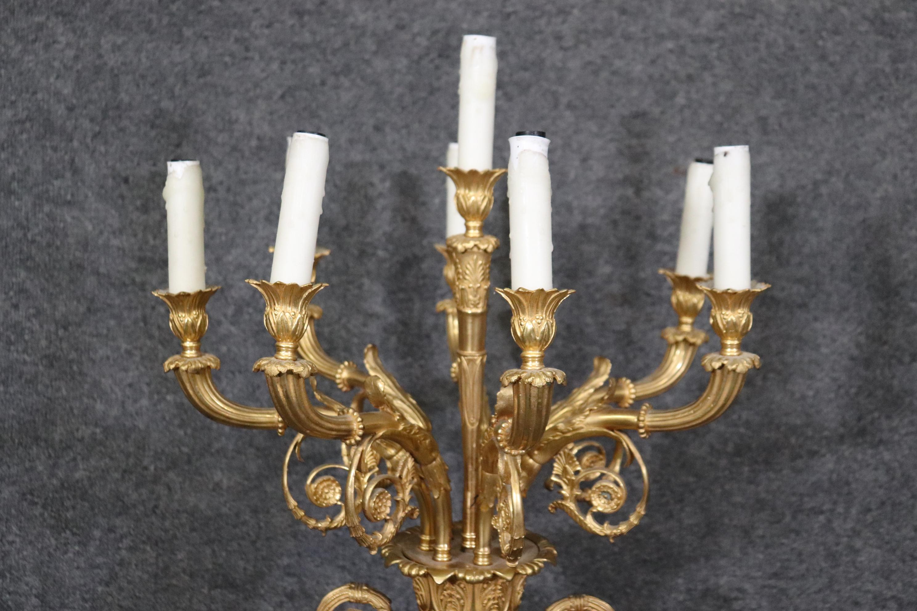 Late 19th Century French Belle Epoque Dore' Bronze and Lapis Lazuli Candelabra For Sale 12