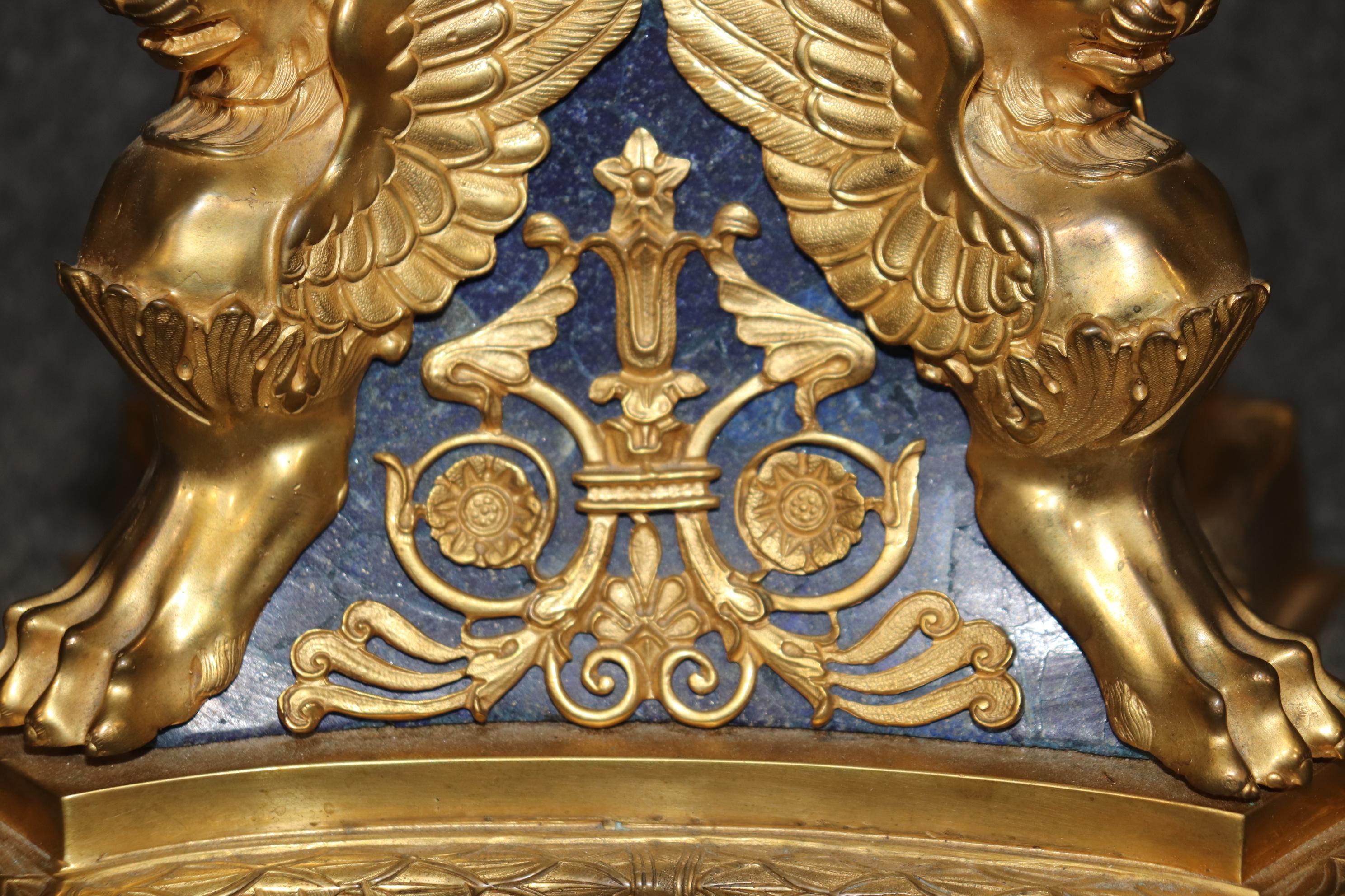 Late 19th Century French Belle Epoque Dore' Bronze and Lapis Lazuli Candelabra 15