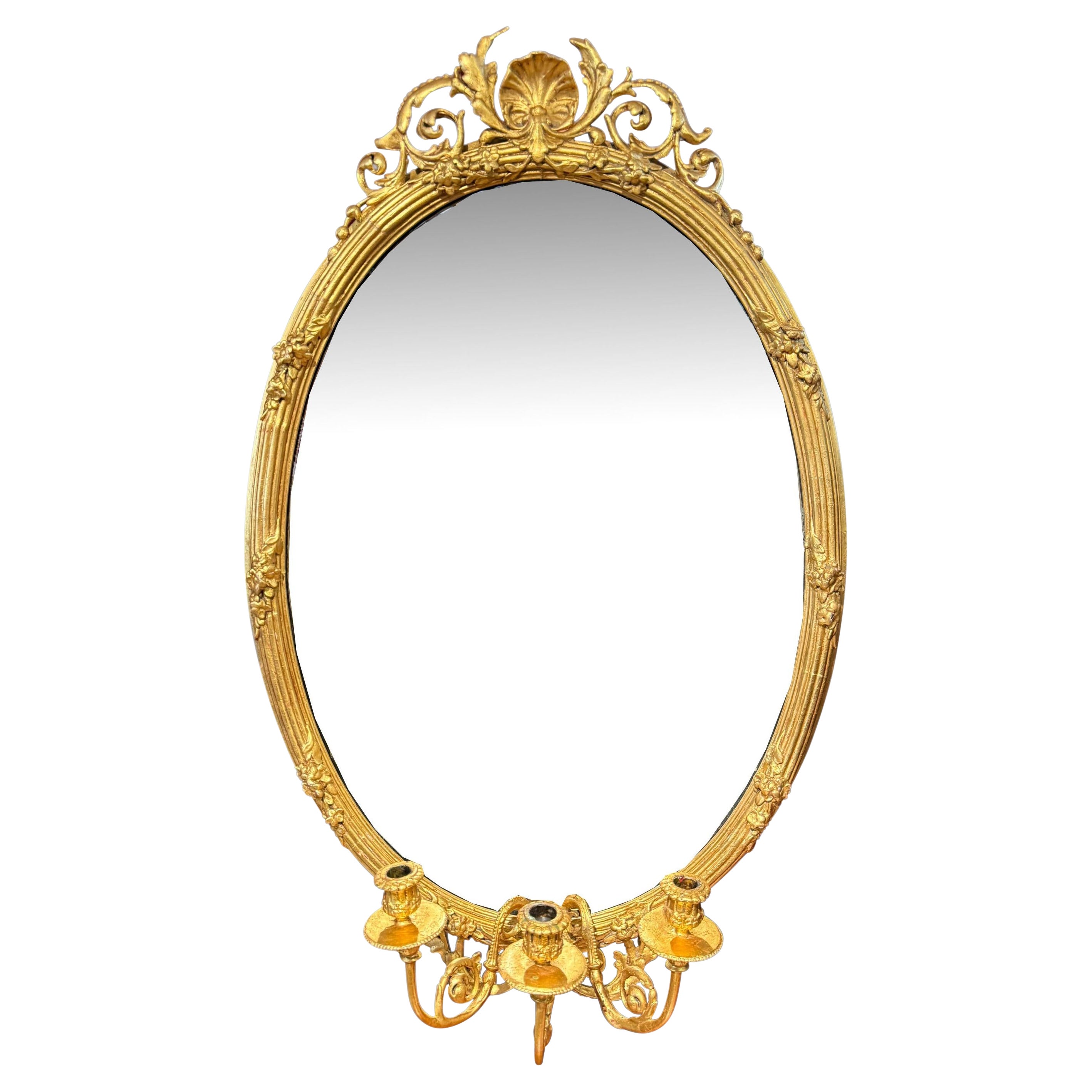 Late 19th Century French Belle Époque Giltwood Girandole Mirror