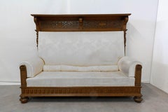 Late 19th Century French Bench Provincial Oak High Back, circa 1890