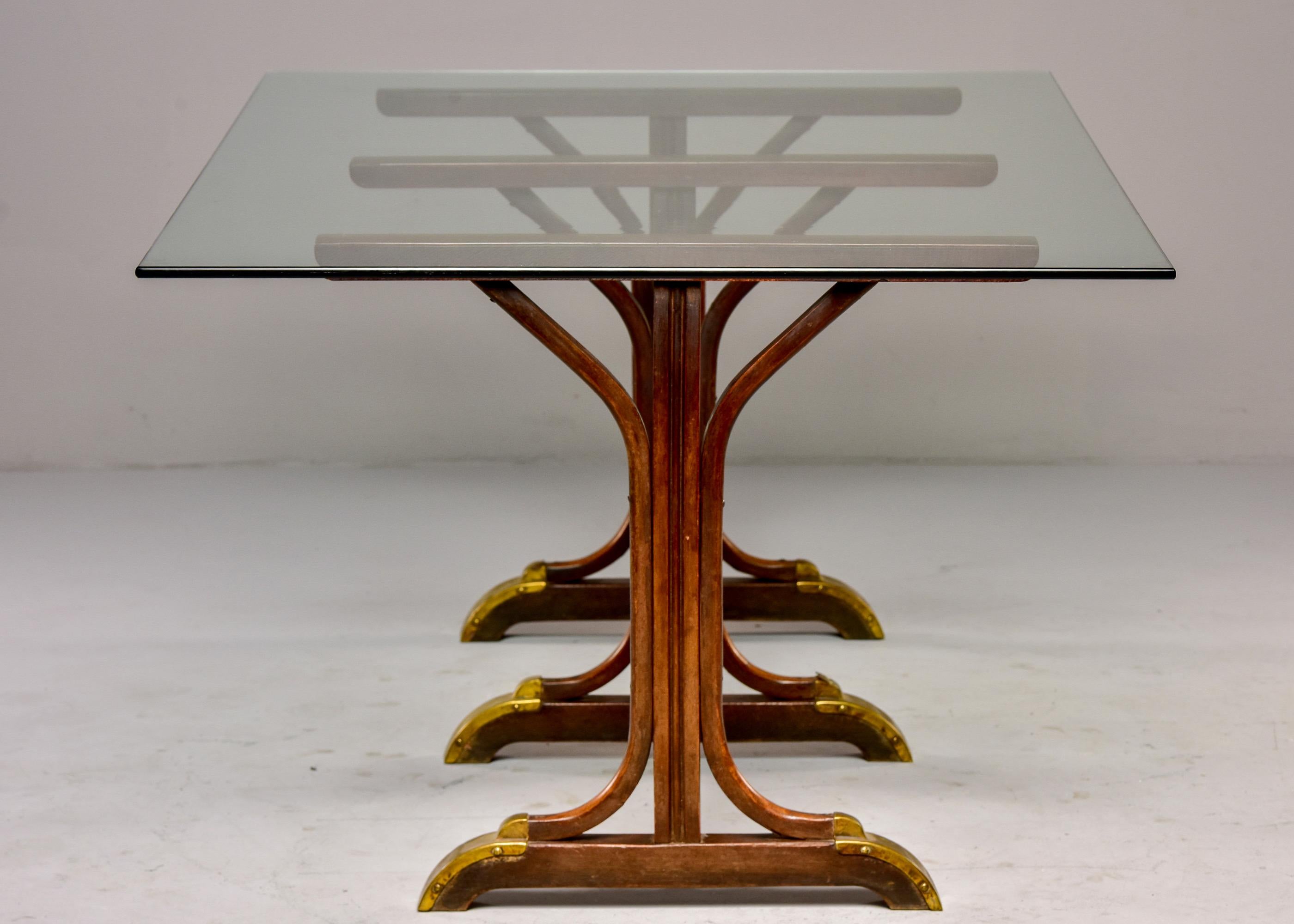 Late 19th Century French Bentwood and Brass Pub Table with Glass Top 9