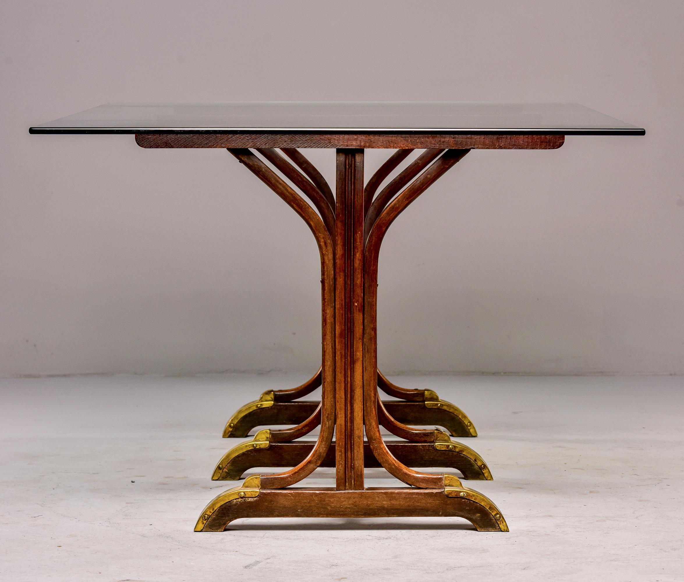 Late 19th Century French Bentwood and Brass Pub Table with Glass Top 10