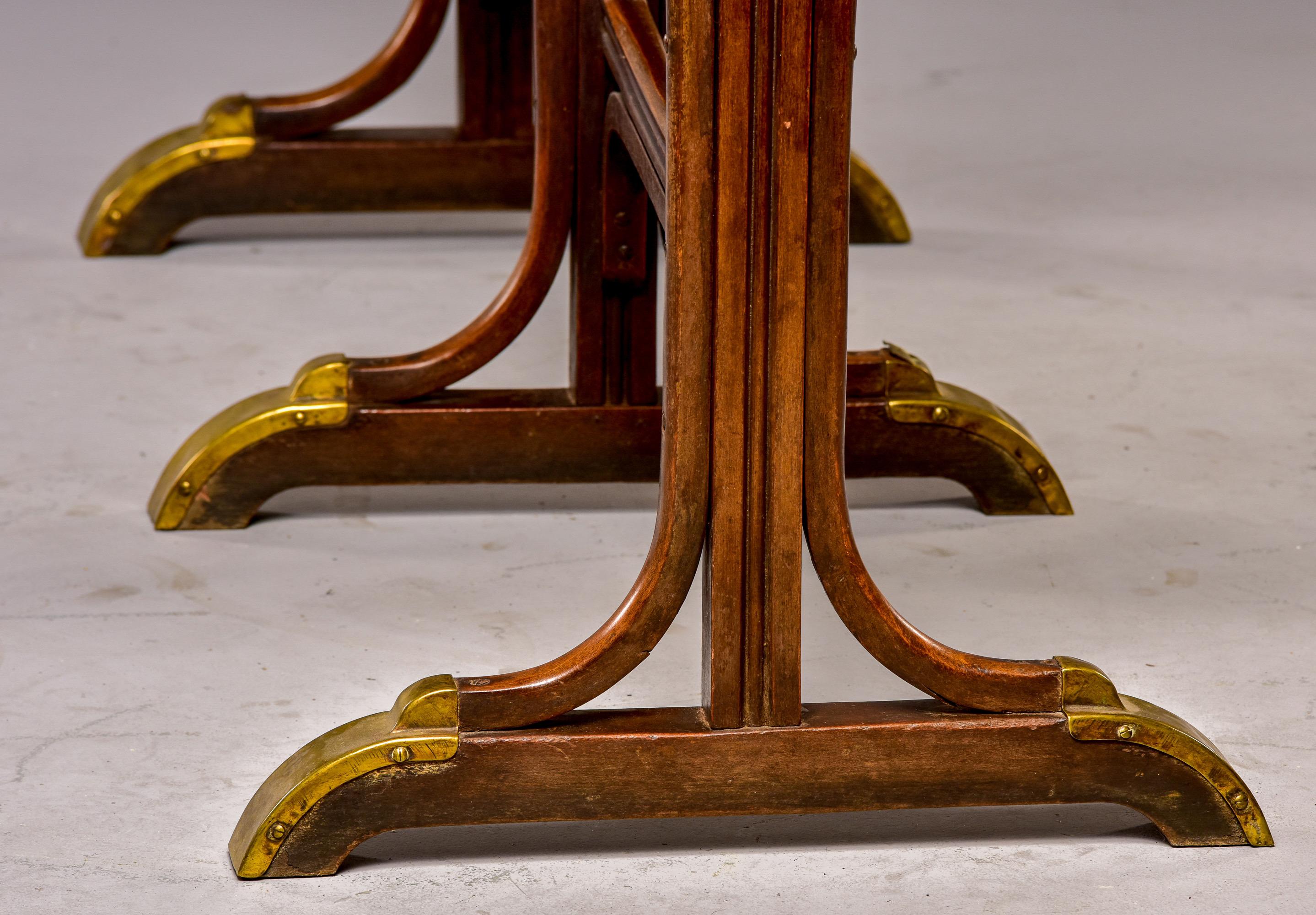 Late 19th Century French Bentwood and Brass Pub Table with Glass Top 12