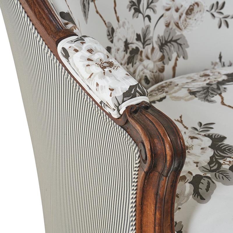 Napoleon III Late 19th Century French Bergère Upholstered in Schumacher Fabric