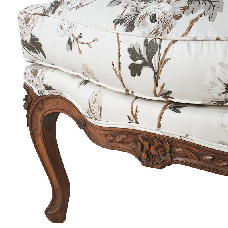 Late 19th Century French Bergère Upholstered in Schumacher Fabric In Good Condition In New York, NY