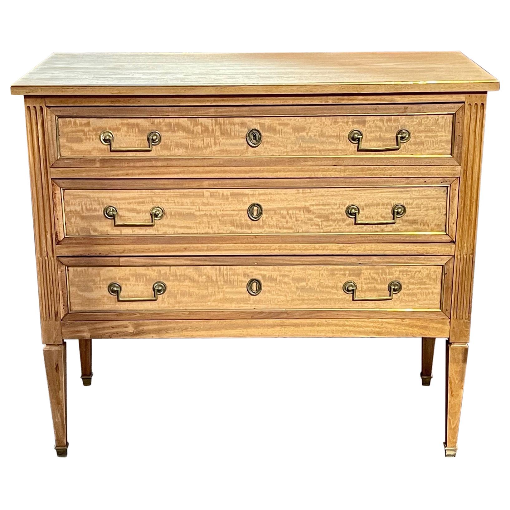 Late 19th Century French Bleached Mahogany and Brass Directoire Style Chest