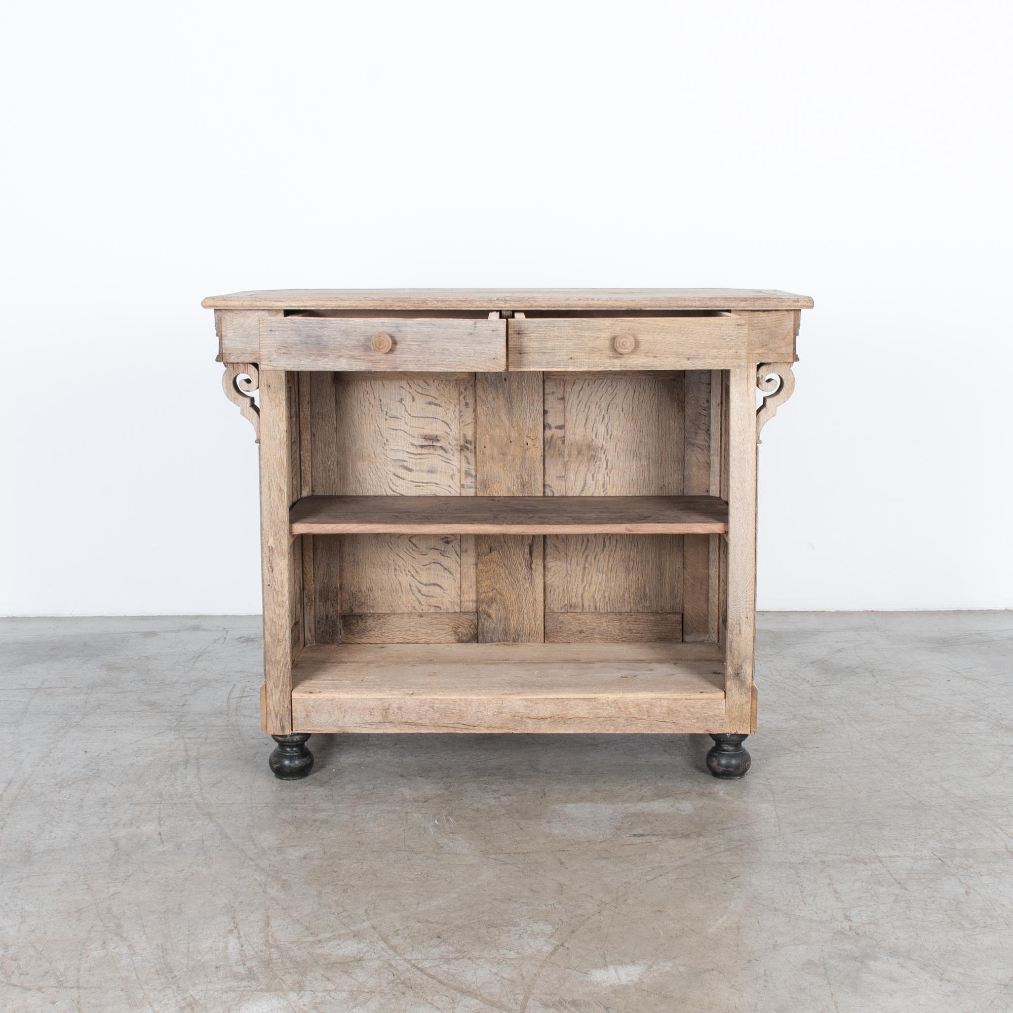 French Provincial Late 19th Century French Bleached Oak Bar