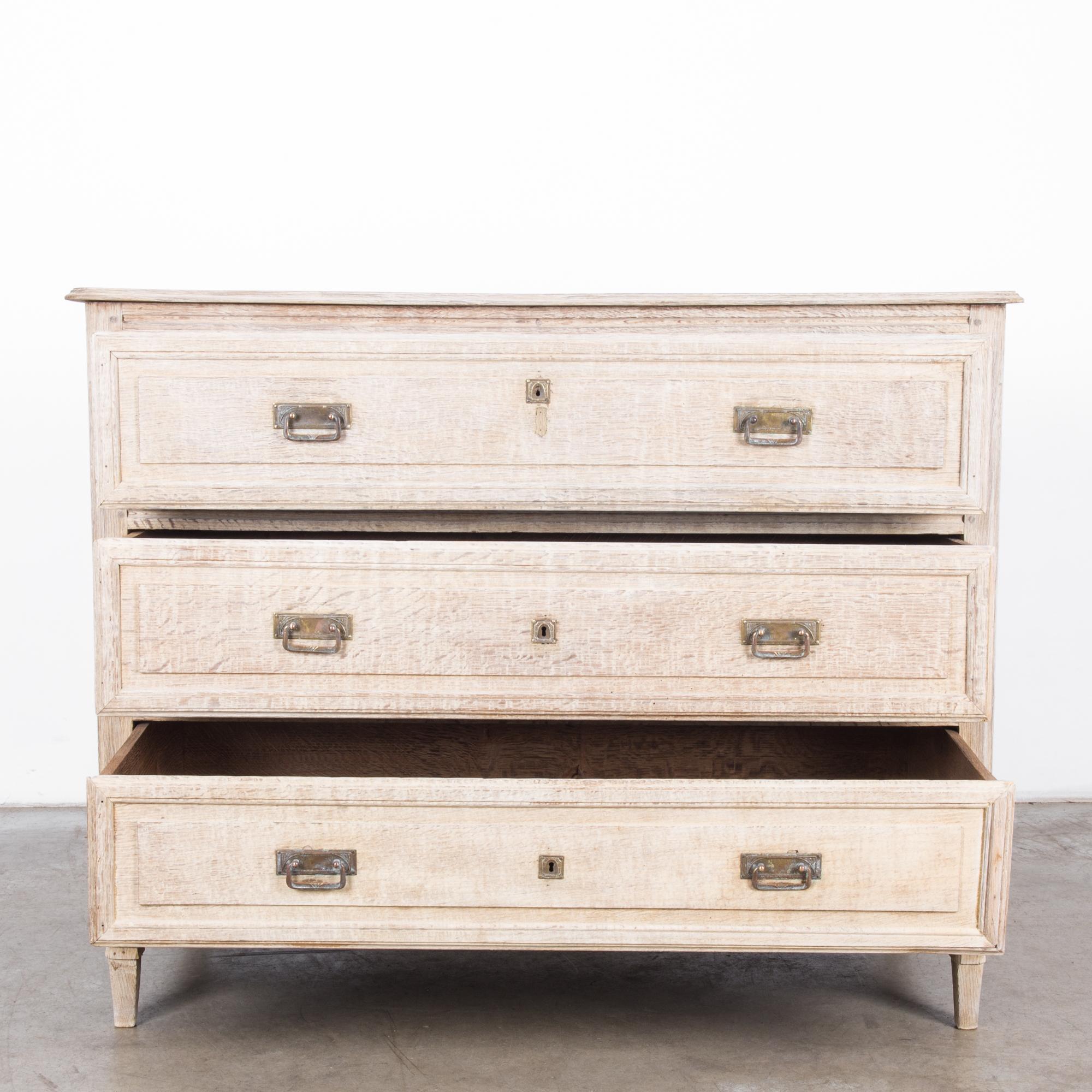 French Provincial Late 19th Century French Bleached Oak Chest of Drawers