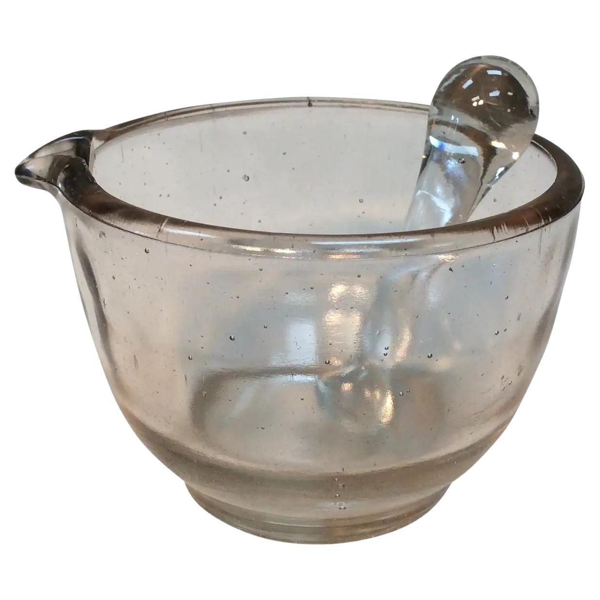Late 19th Century French Blown Glass Mortar and Pestle