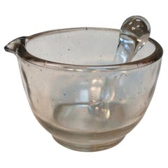 Antique Late 19th Century French Blown Glass Mortar and Pestle