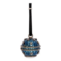 Late 19th Century French Blue Enamel and Rose Diamond Pendant Ball Watch