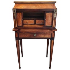 Bonheur De Jour with Parquetry Rosewood Inlay Late 19th Century French