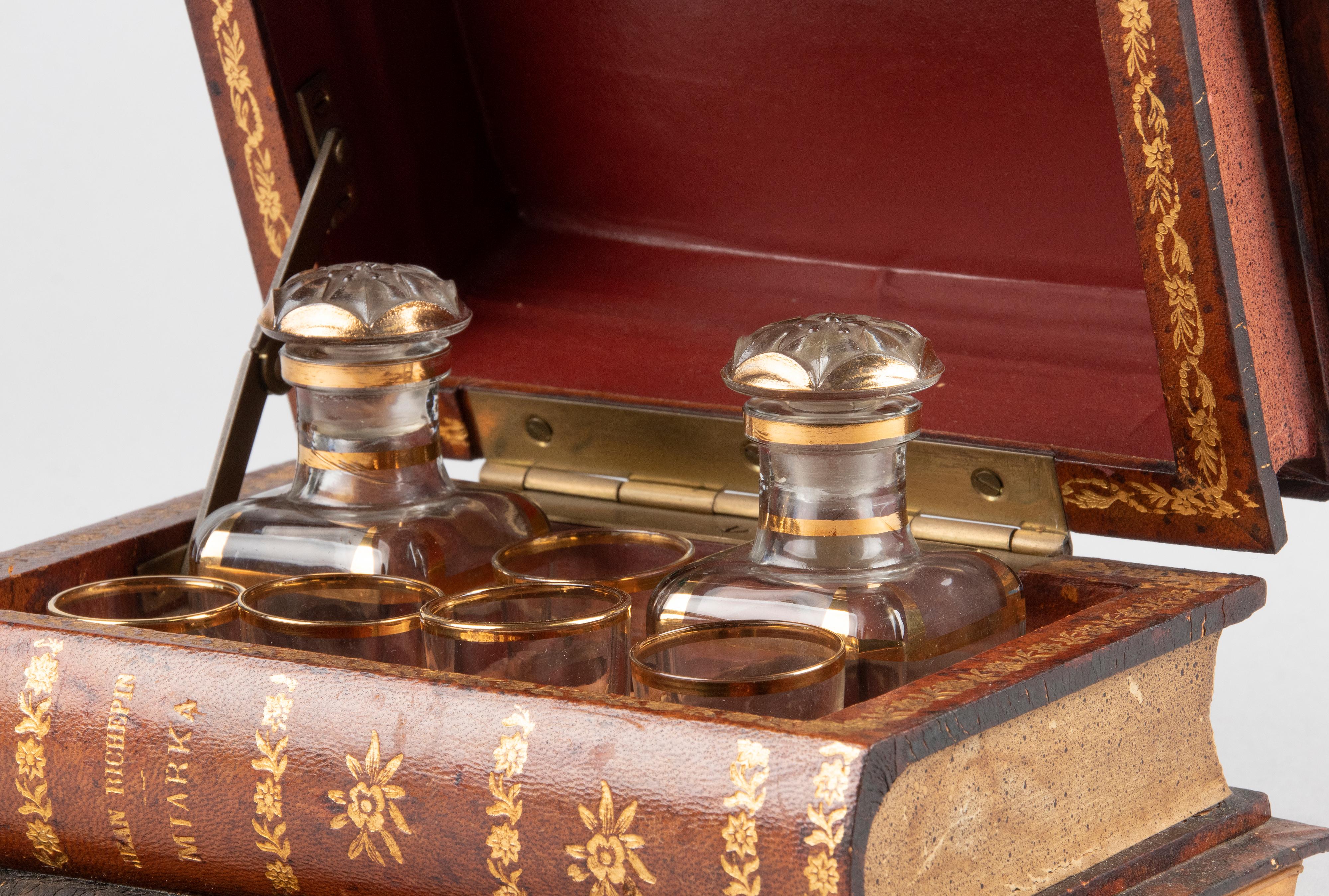 Belle Époque Late 19th Century French Book Shaped Liquor Cabinet 