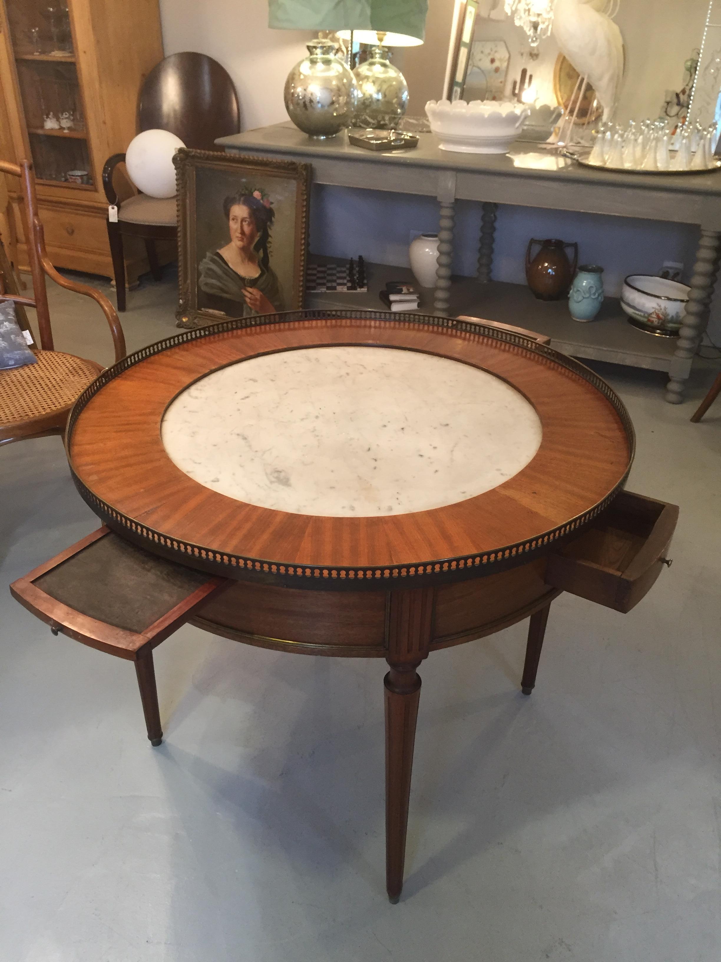 Walnut Late 19th Century French Bouillotte Table with Marble Top, 1920