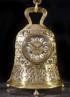 Late 19th Century French Brass Bell Clock on Stand