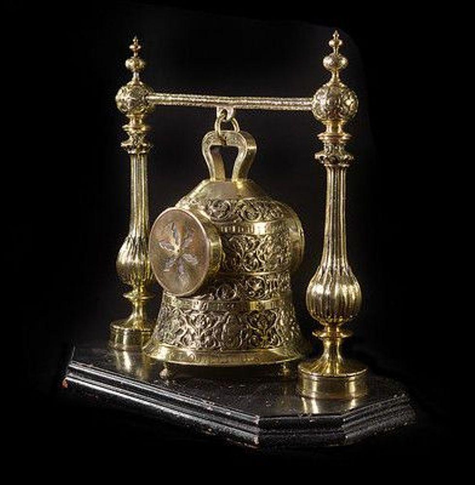 Late 19th Century French Brass Bell Clock on Stand For Sale 2