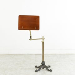 Late 19th Century French Brass, Iron, Mahogany Adjustable Nautical Music Stand