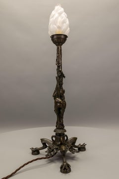 Late 19th Century French Bronze and Glass Table Lamp by A. N. Cain