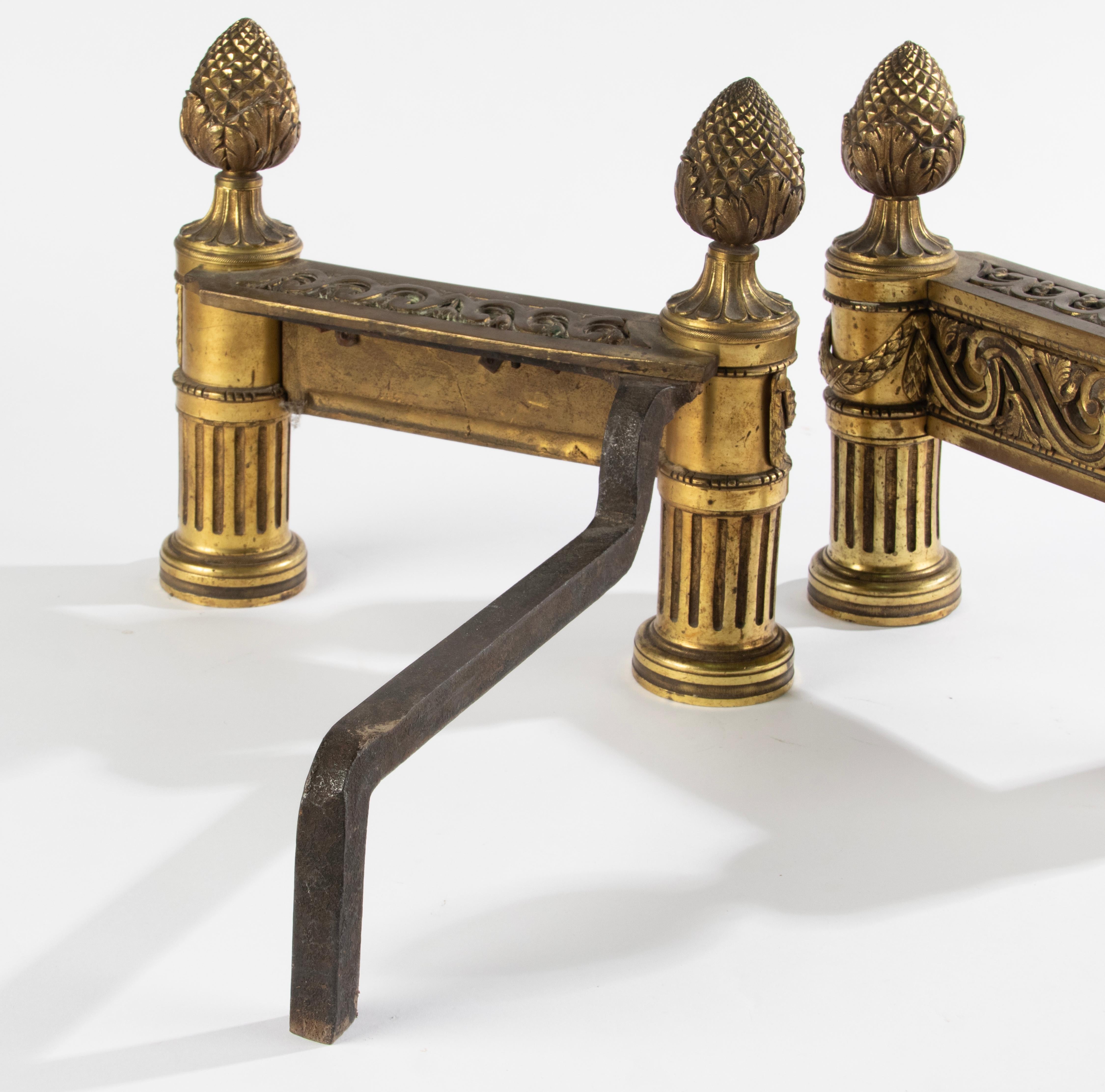 Late 19th Century French Bronze Andirons - Louis XVI Style   For Sale 10