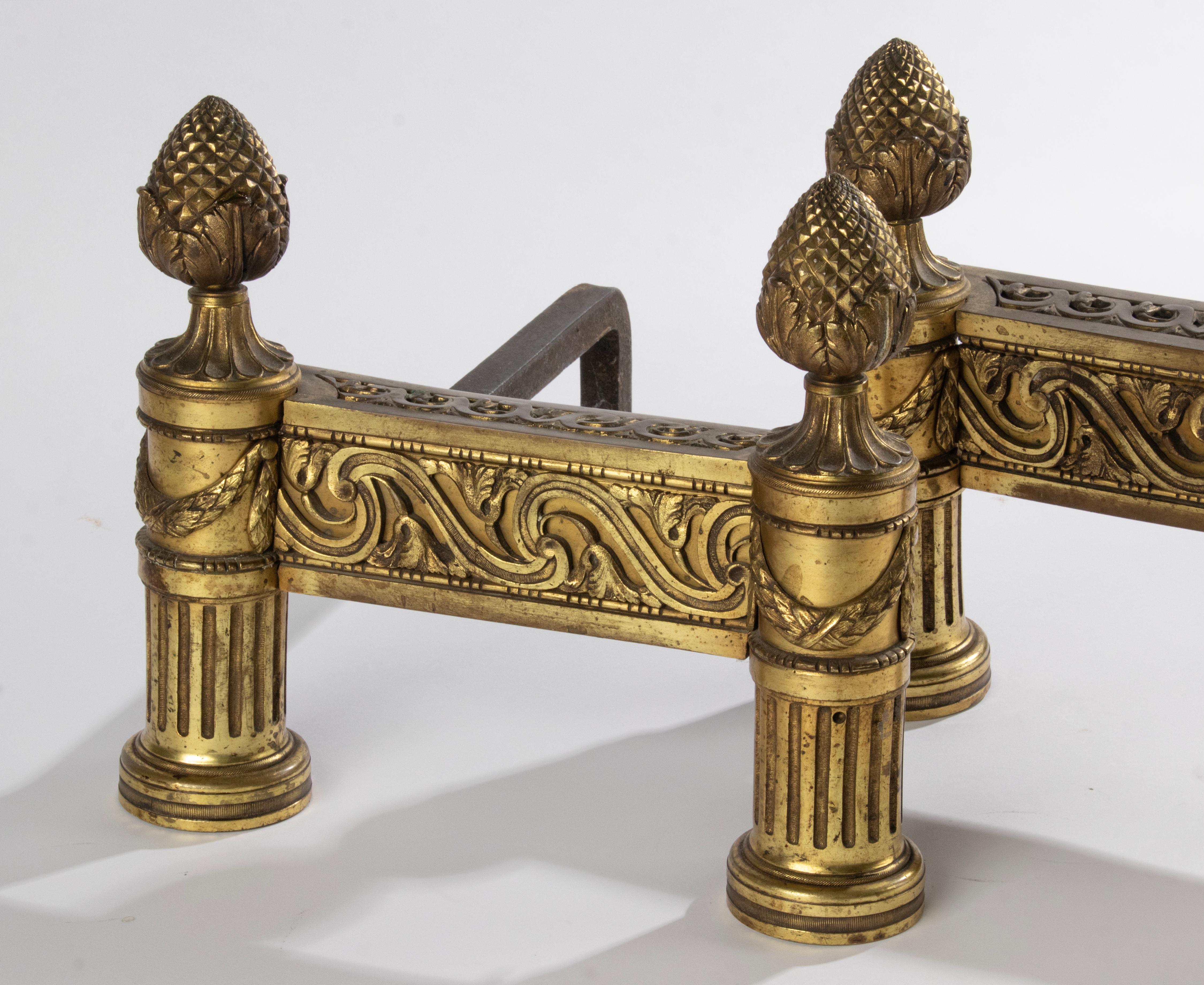 Late 19th Century French Bronze Andirons - Louis XVI Style   For Sale 11