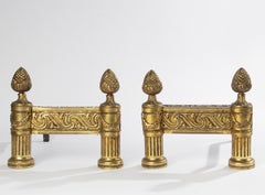 Late 19th Century French Bronze Andirons - Louis XVI Style