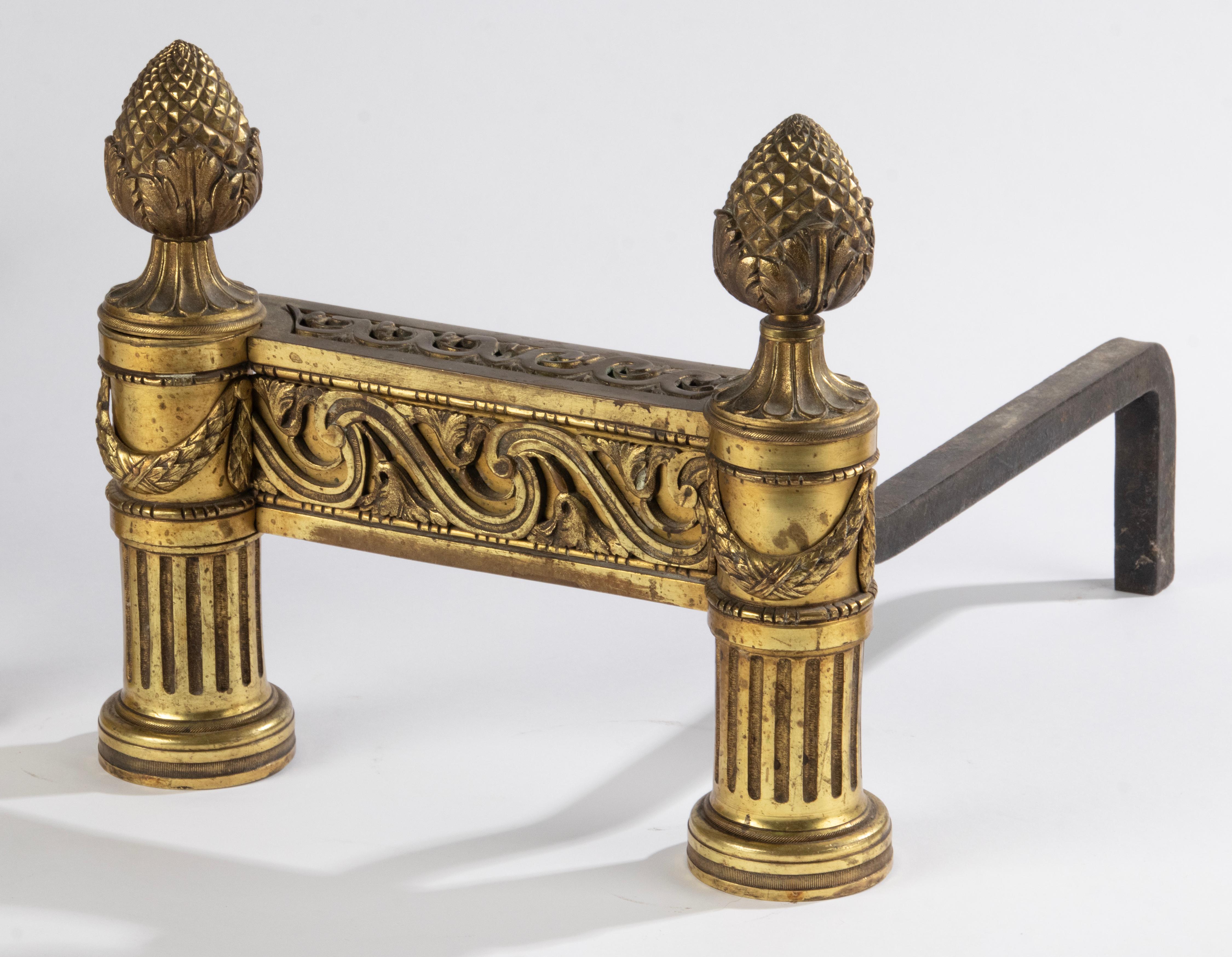 Late 19th Century French Bronze Andirons - Louis XVI Style   In Good Condition For Sale In Casteren, Noord-Brabant