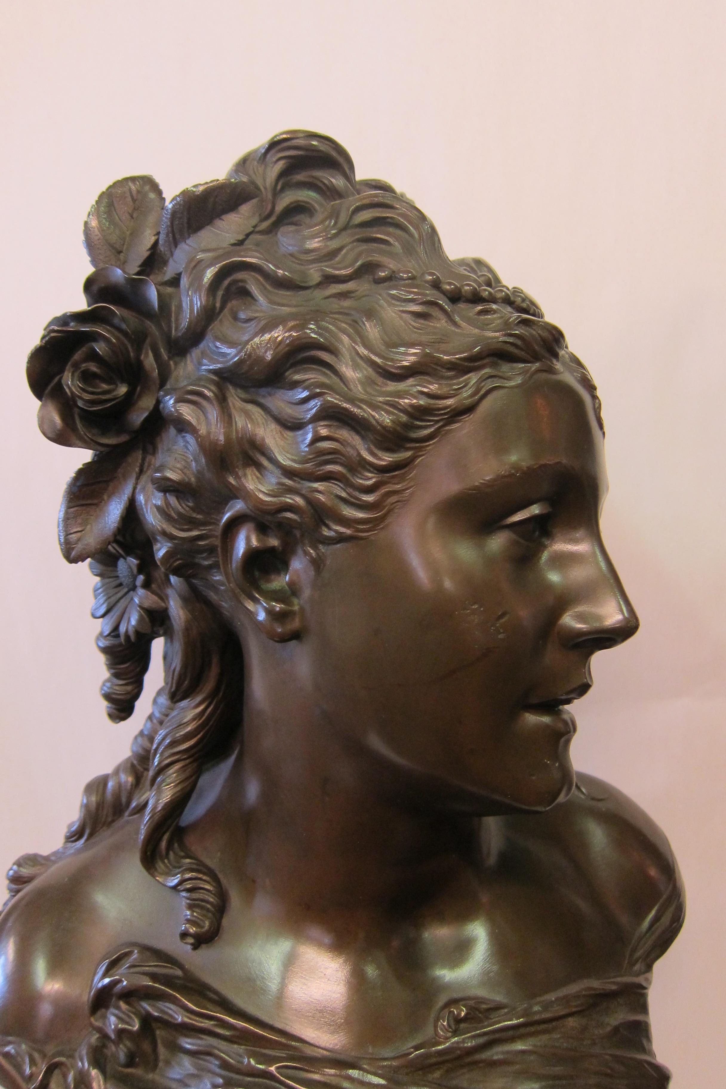 Buste en bronze français de la fin du XIXe siècle par Pierre-Louis Detrier en vente 4
