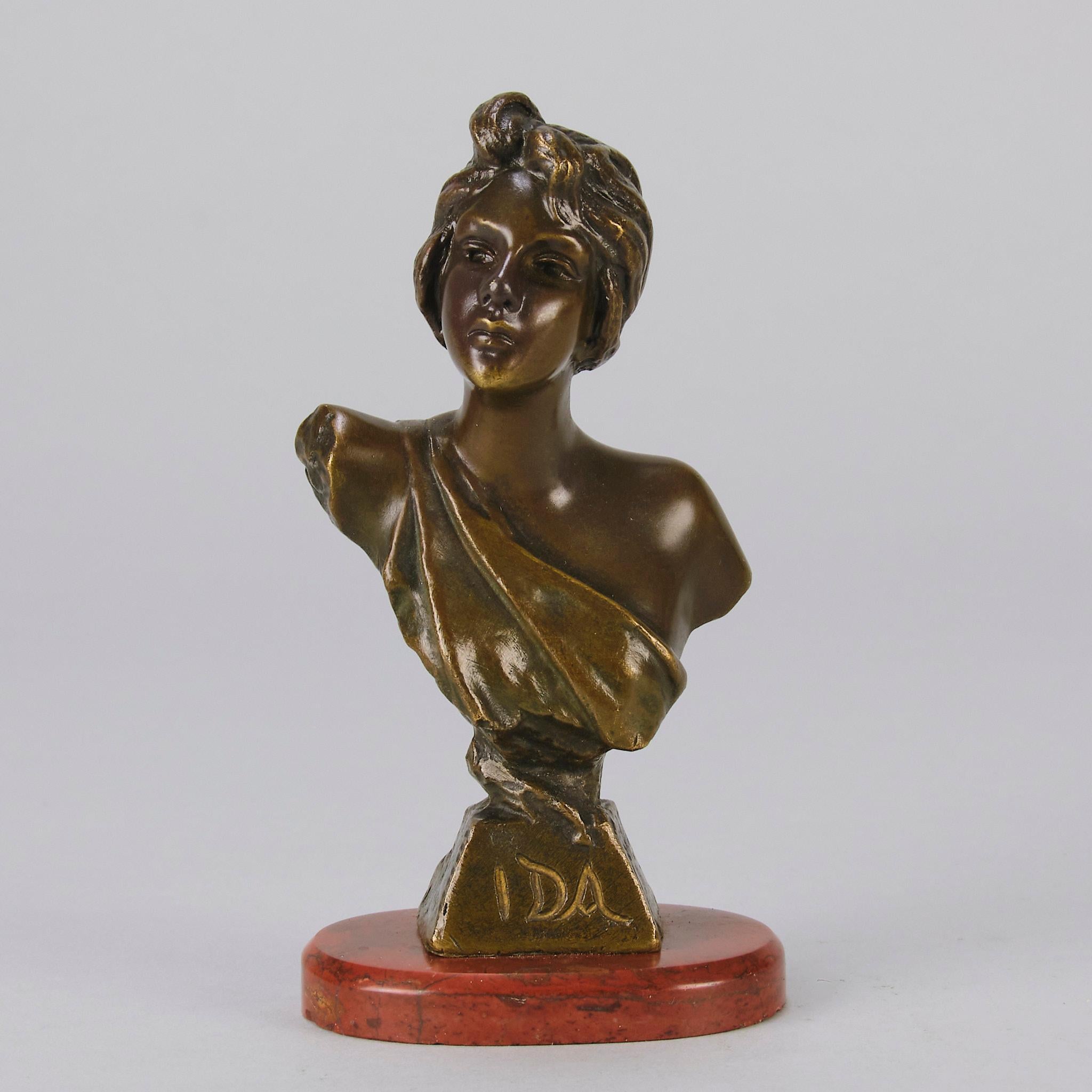 Art Nouveau Late 19th Century French Bronze Bust entitled 