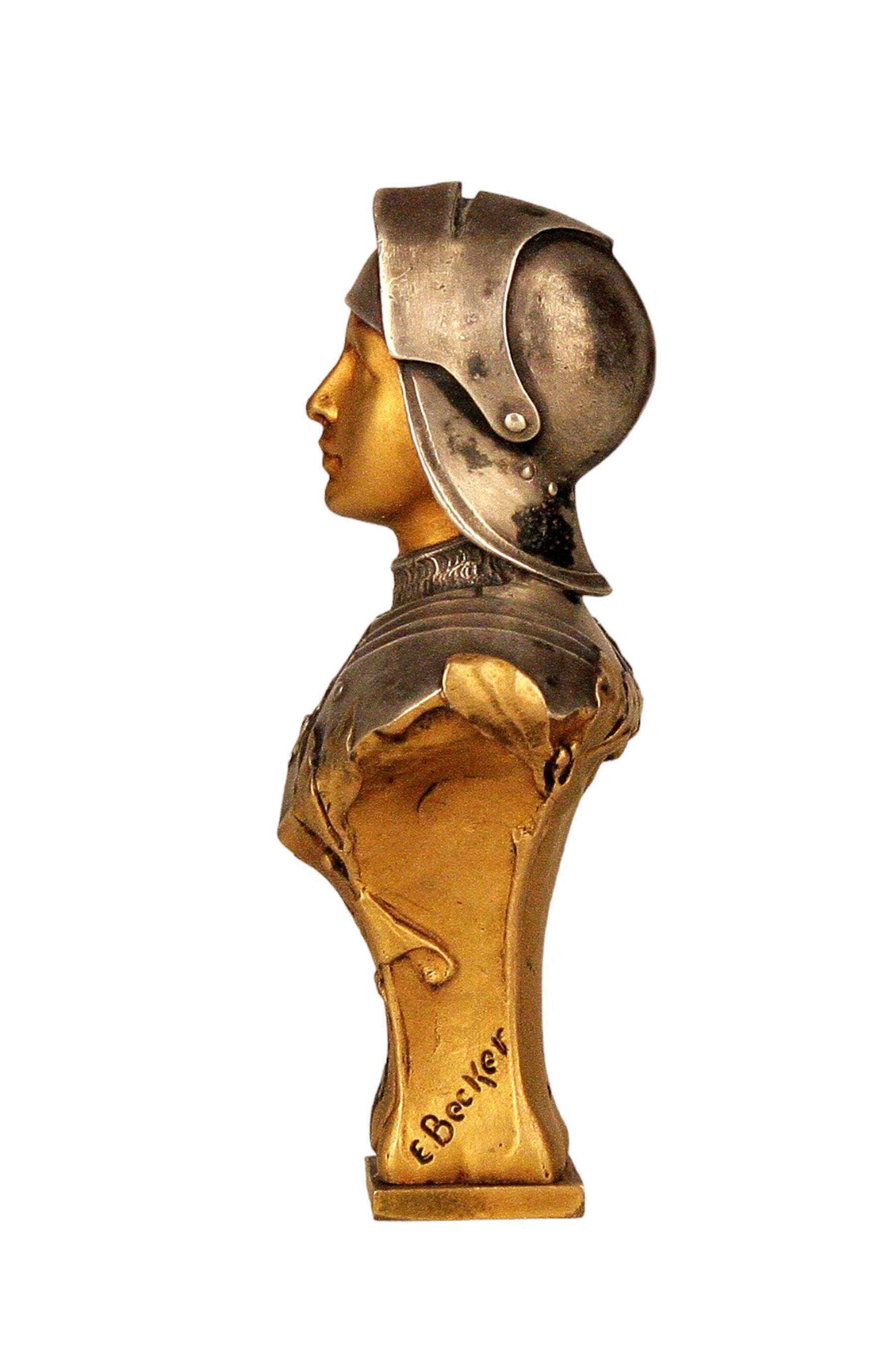 Lucidato Sigillo in bronzo della fine del XIX secolo di Jeanne d'Arc in armatura di E. Becker in vendita