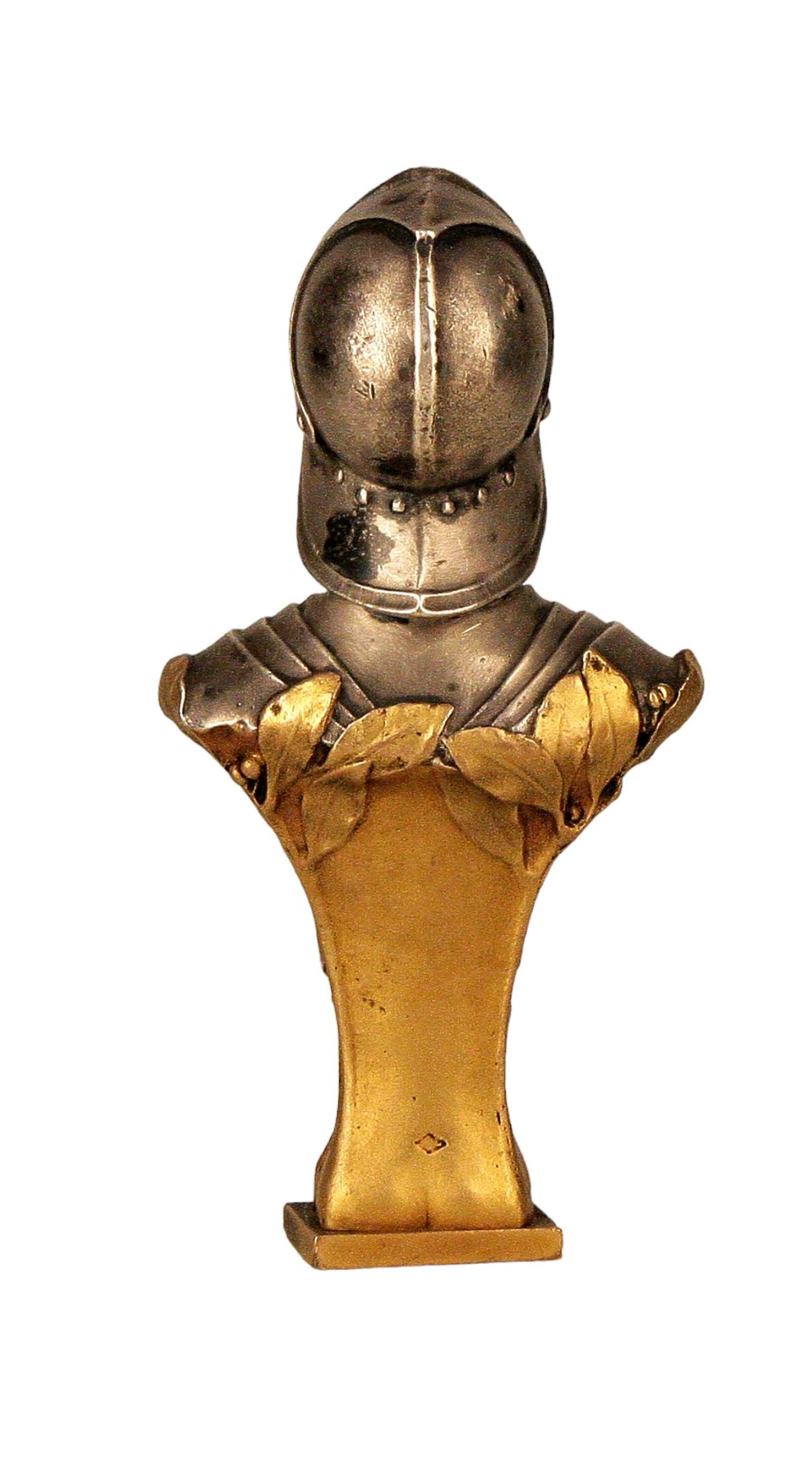 Sigillo in bronzo della fine del XIX secolo di Jeanne d'Arc in armatura di E. Becker In condizioni buone in vendita a North Miami, FL