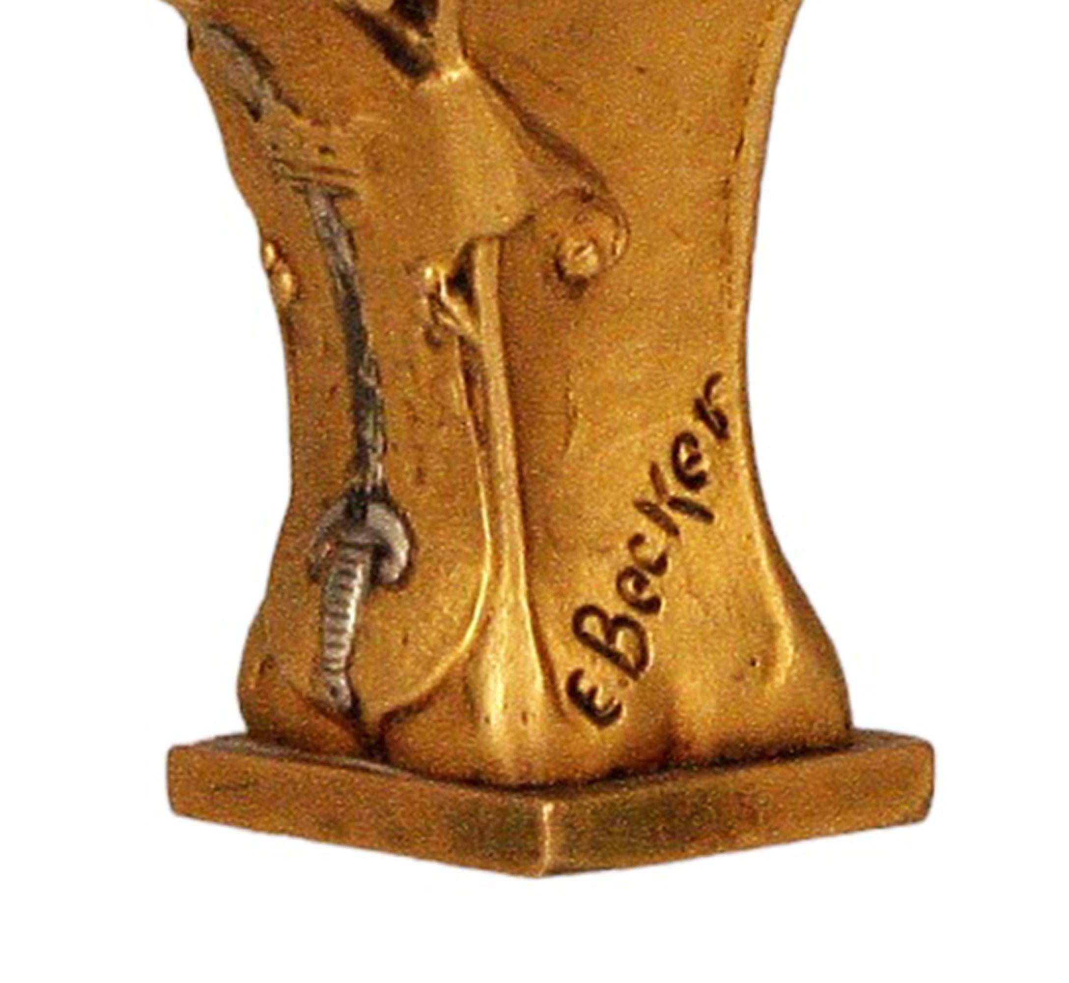 Fine XIX secolo Sigillo in bronzo della fine del XIX secolo di Jeanne d'Arc in armatura di E. Becker in vendita