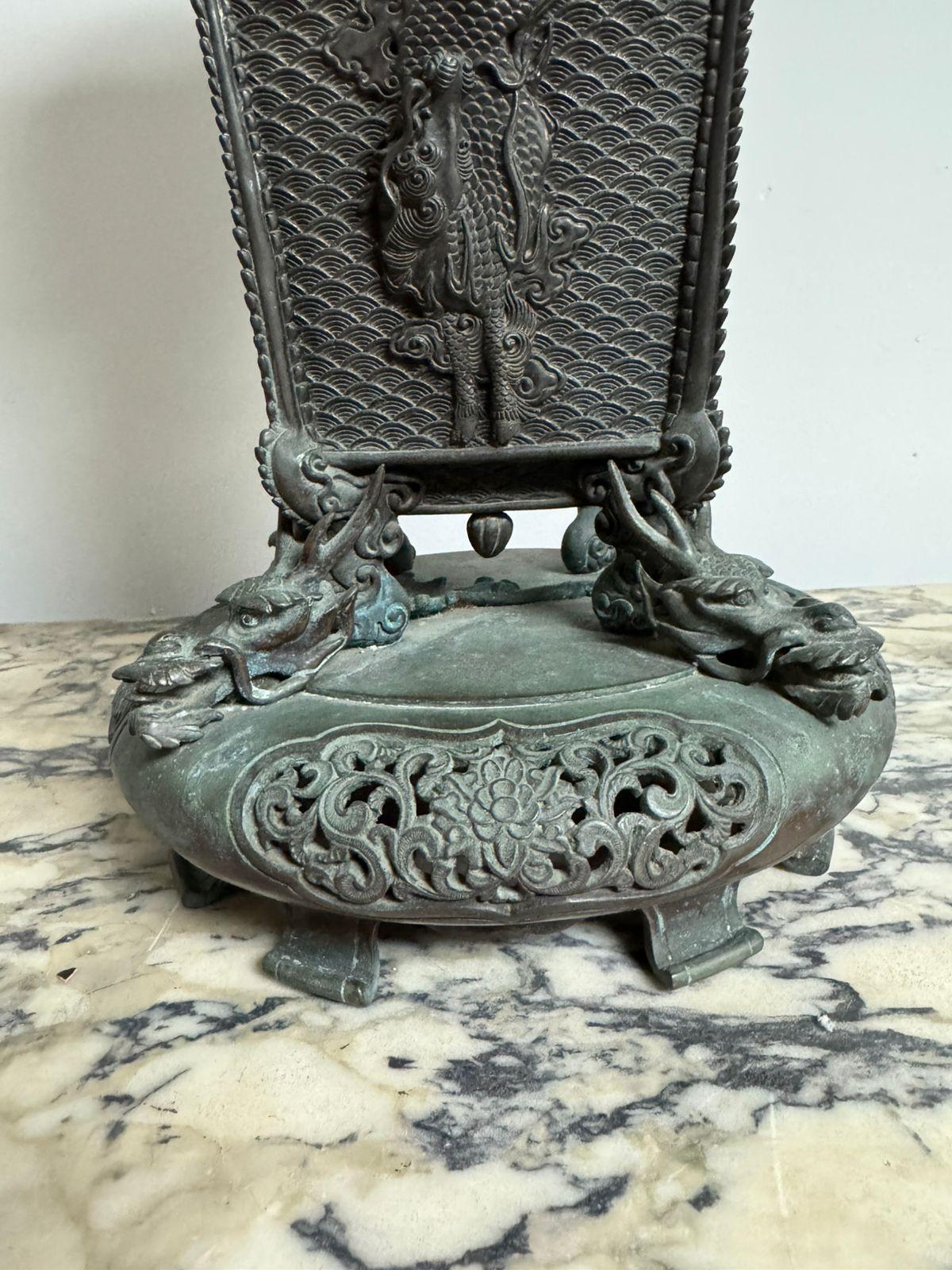 Late 19th Century, French Bronze Clock with Oriental Influence For Sale 5
