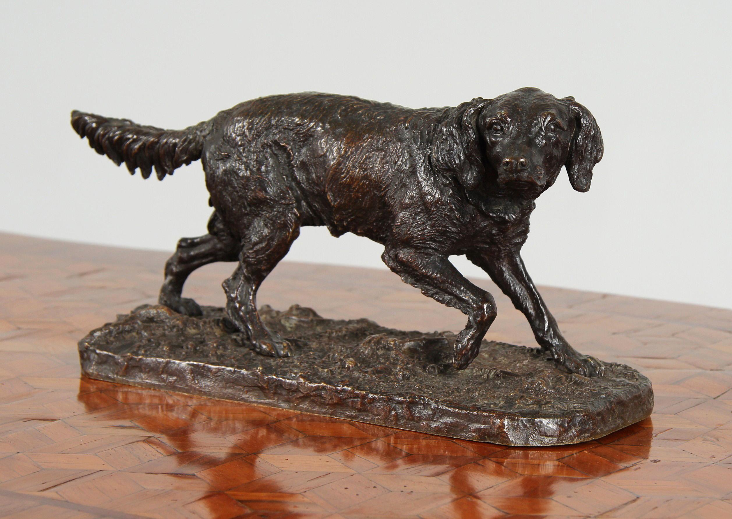 Pierre-Jules Mène - Cane da punta

Francia
Bronzo
intorno al 1870

Dimensioni: H. H. x L. x P. 16 x 33 x 12 cm

Descrizione:
Questo bronzo di Pierre-Jules Mène raffigura un cane da caccia a pelo lungo nella tipica posizione di puntamento: zampe