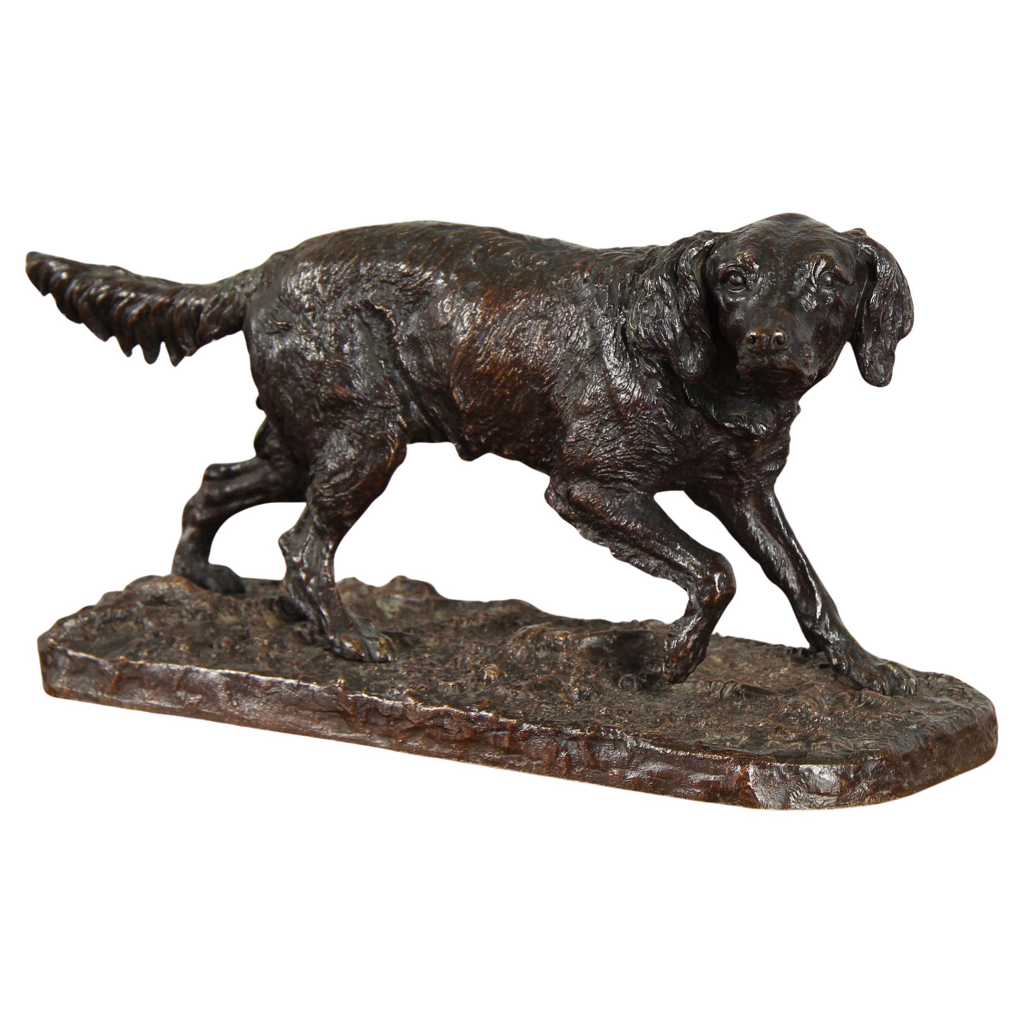 Chien en bronze français de la fin du XIXe siècle, Pierre-Jules Mène, vers 1870