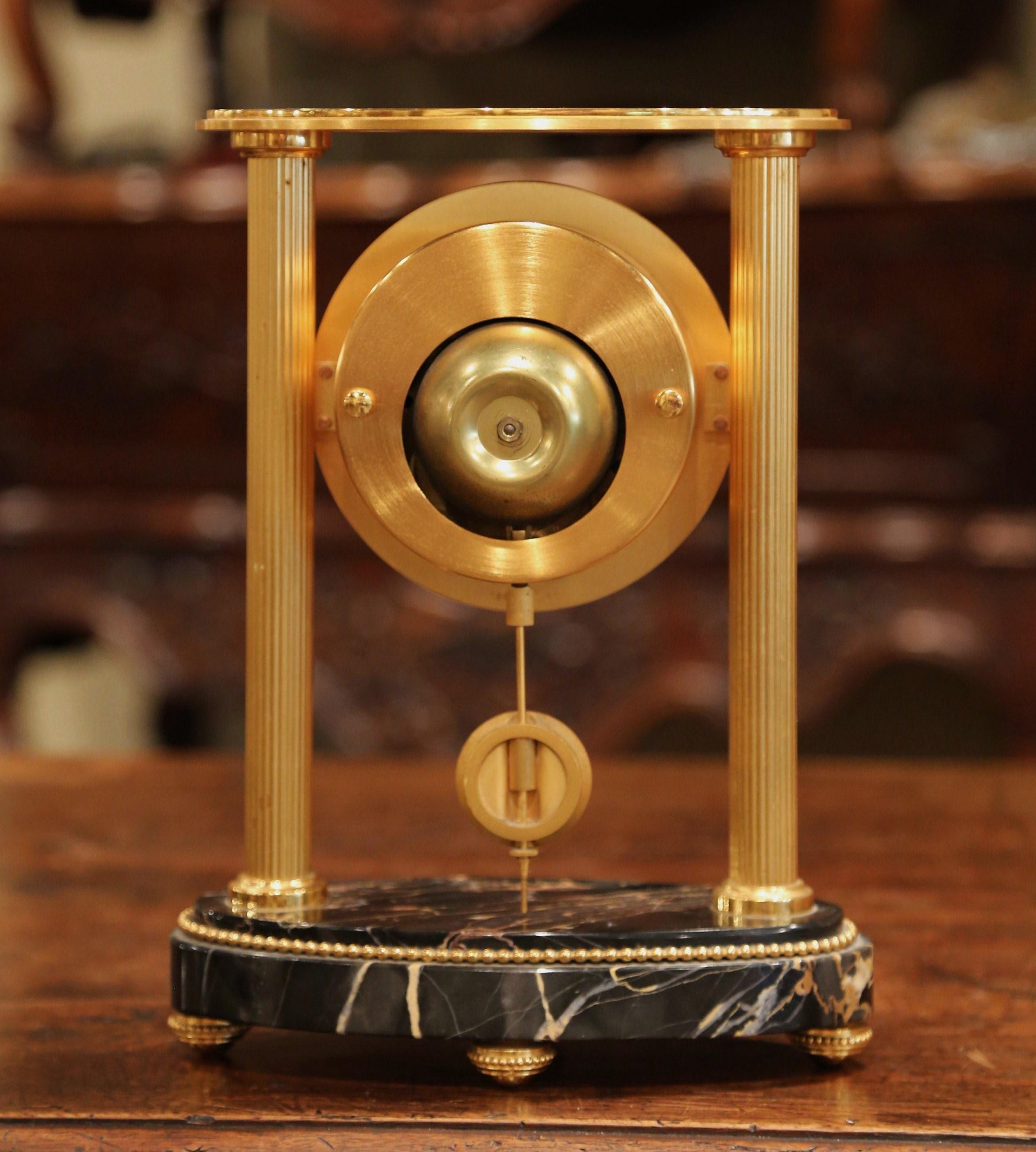 Late 19th Century French Bronze Doré Mantel Clock on Marble Base from Paris 3