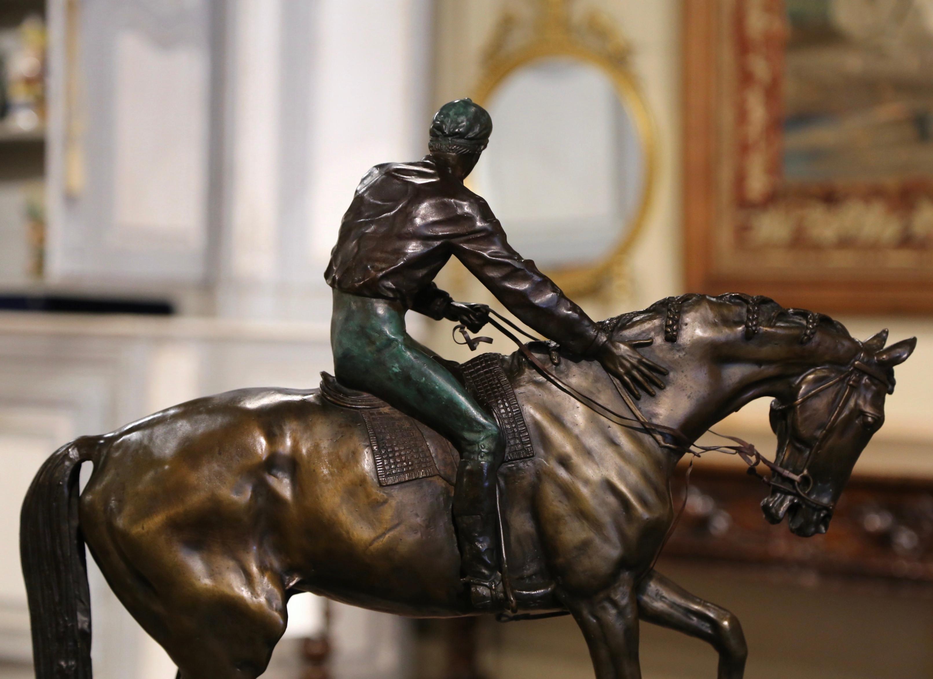 Französische Bronzeskulptur „Le Grand Jockey“ aus dem späten 19. Jahrhundert, signiert I. Bonheur im Angebot 7