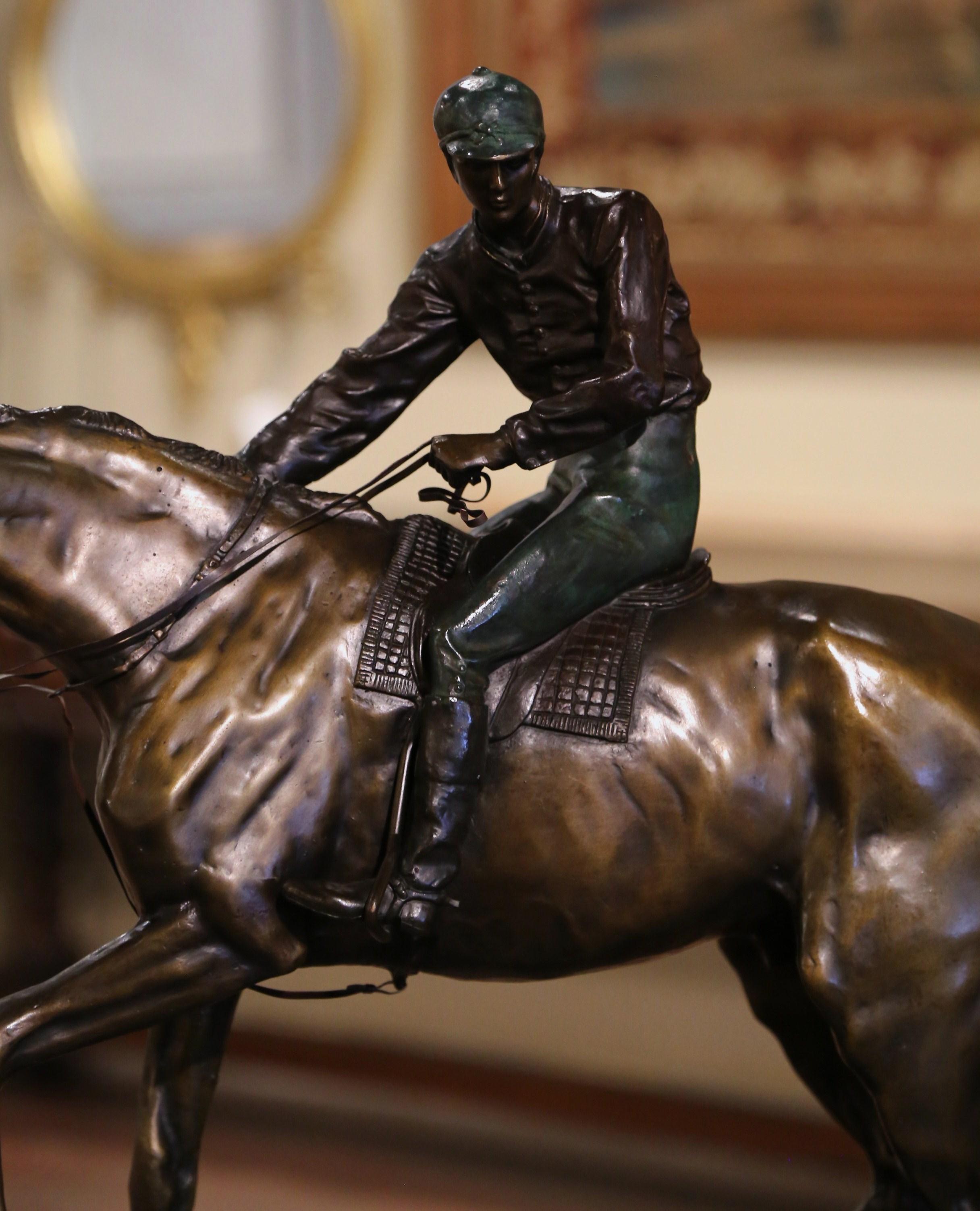 Französische Bronzeskulptur „Le Grand Jockey“ aus dem späten 19. Jahrhundert, signiert I. Bonheur im Zustand „Hervorragend“ im Angebot in Dallas, TX