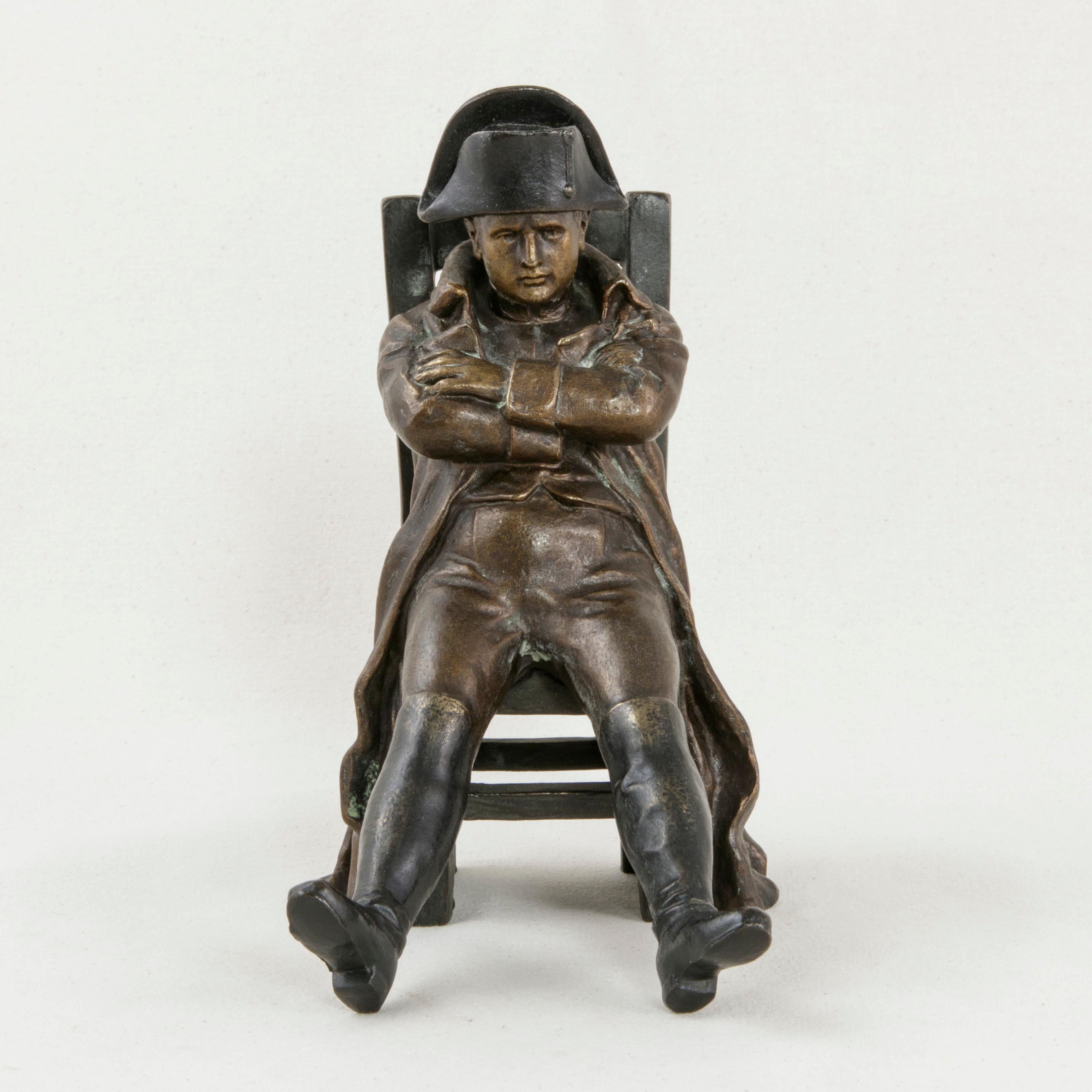 Late 19th Century French Bronze Sculpture of Seated Napoleon in Relaxed Pose In Good Condition In Fayetteville, AR