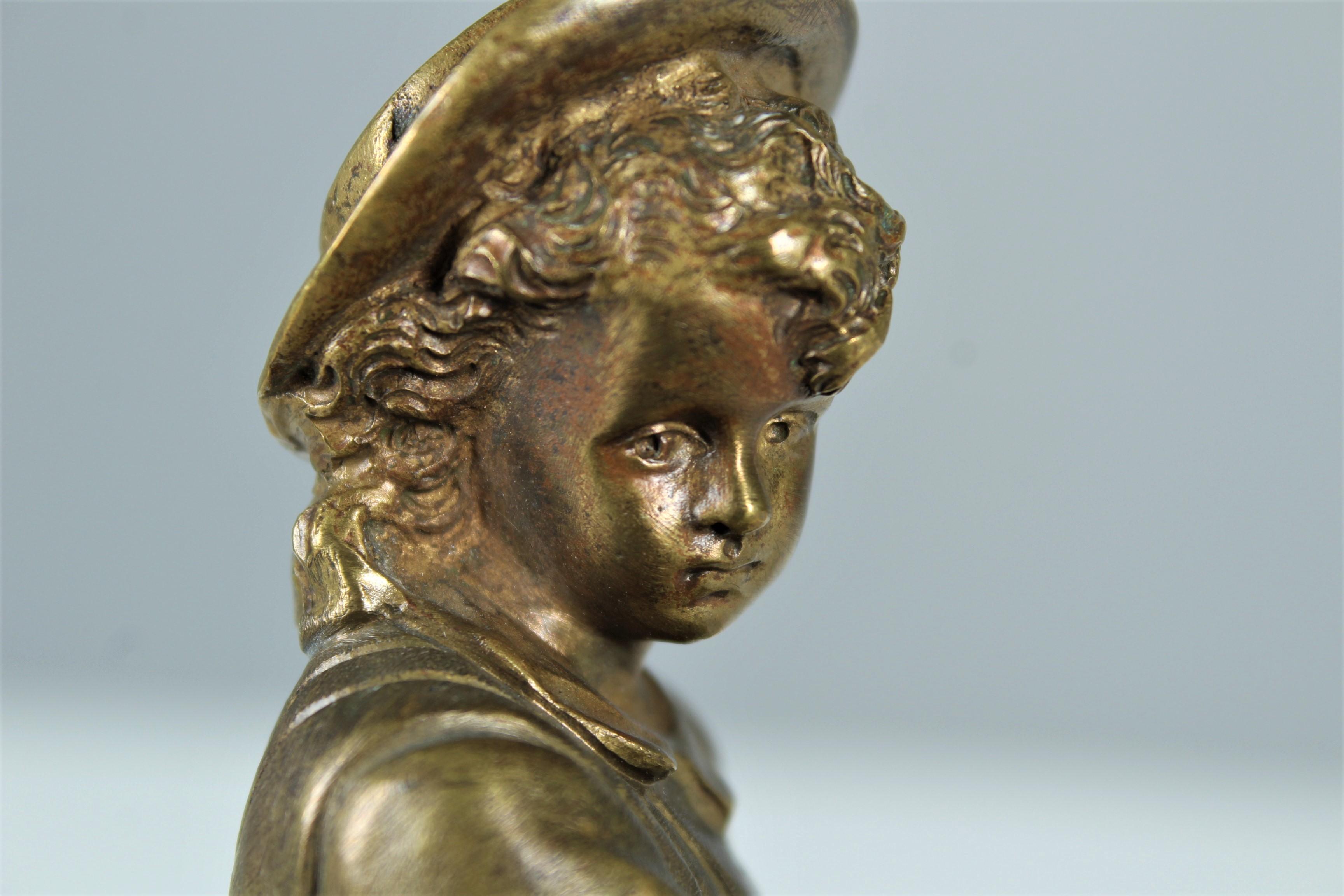 Late 19th Century French Bronze Sculpture, Signed Eutrope Bouret, Sortie D´École For Sale 1