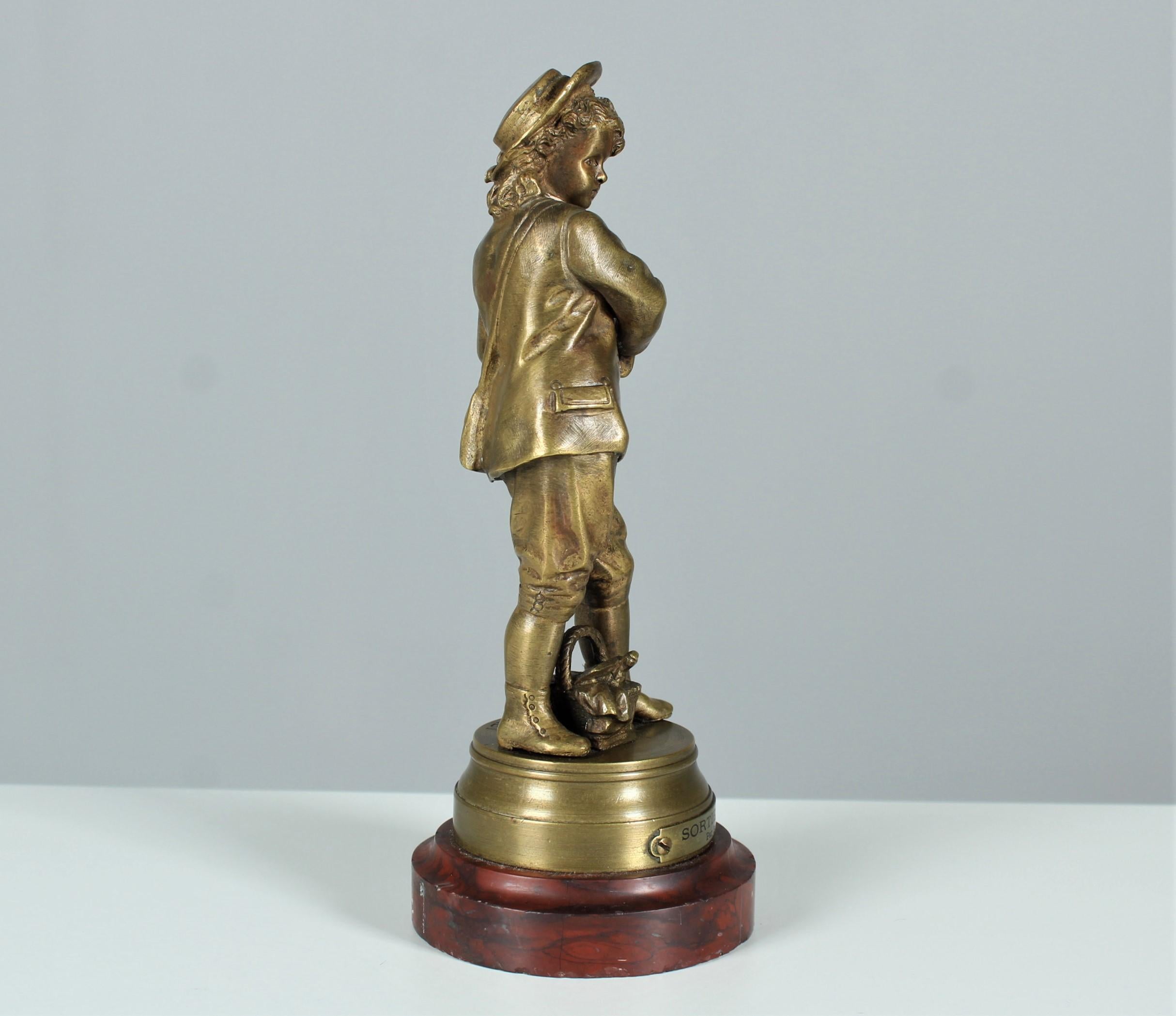 Late 19th Century French Bronze Sculpture, Signed Eutrope Bouret, Sortie D´École For Sale 4