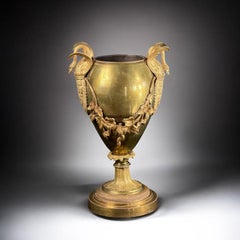 Late 19th Century French Bronze Swan-Handled Vase or Umbrella Stand, 14.2in