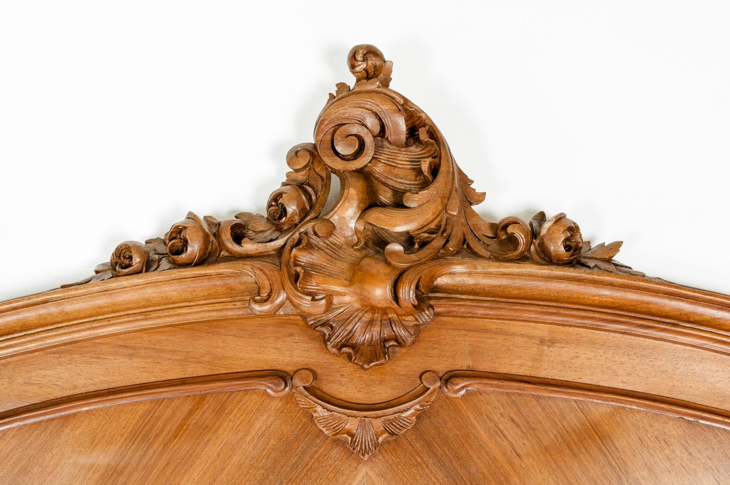 Late 19th Century French Burl Walnut Bed 2