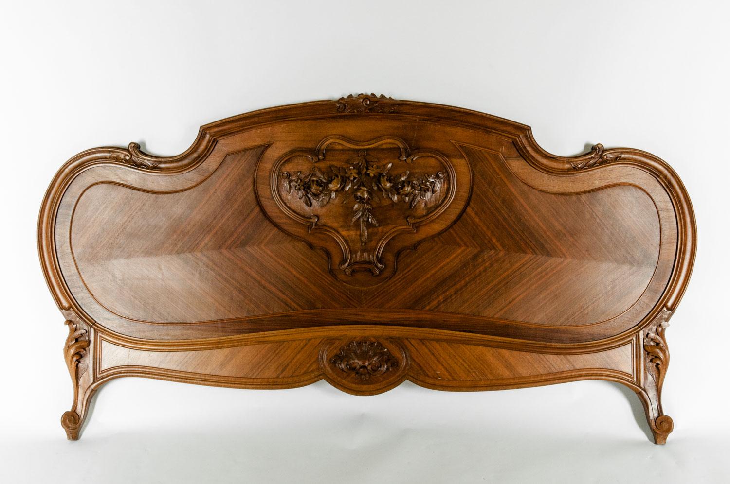 Late 19th Century French Burl Walnut Bed 3